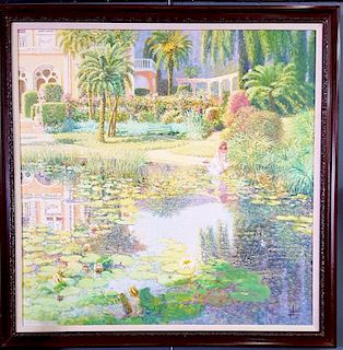  Louis P. Fabien HUGE French Impressionist Garden Painting