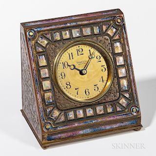 Tiffany Furnaces Enameled Desk Clock