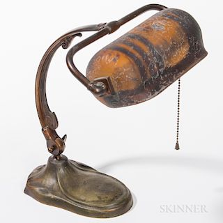 Handel Bronze Desk Lamp with Reverse-painted Shade