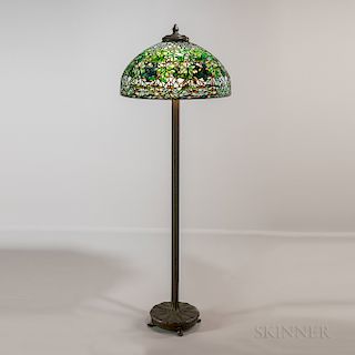 Tiffany Studios Bronze Floor Lamp with Maple Leaf Shade
