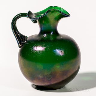 Iridescent Art Glass Pitcher Attributed to Tiffany Studios