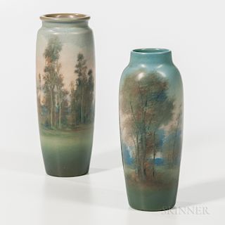 Two Ed Diers for Rookwood Pottery Vellum Vases