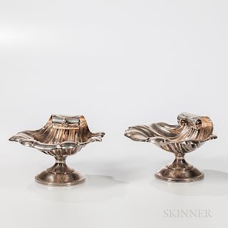 Pair of Silver-plated Shell-form Compotes