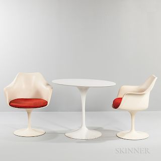 Two Eero Saarinen for Knoll Tulip Armchairs and Oval Side Table