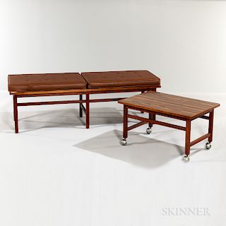 Roffman Cushioned Bench and Rolling TV Table