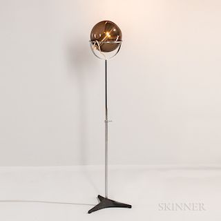 Reggiani Adjustable Chromed Steel and Shaded Glass Floor Lamp
