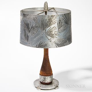 Wendell August Forge Aluminum Pine Cone and Needle Table Lamp