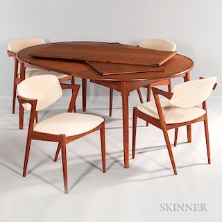 Danish Modern Teak Dining Table and Four Kai Kristiansen Chairs