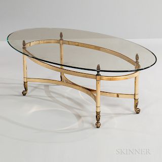 LeBurge Brass and Glass Oval Cocktail Table