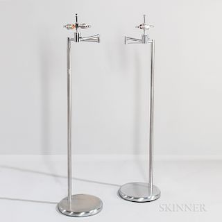 Two Walter Von Nessen Swing-arm Floor Lamps