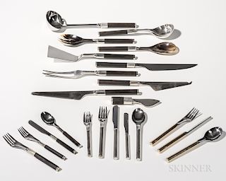 Twenty-two Pieces of Afra and Tobia Scarpa for San Lorenzo Studio Silver Flatware and Serving Pieces