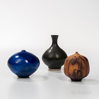 Rose Cabat Feelie Vase and Two Other Studio Pottery Vessels