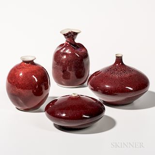 Four Gerry Williams Red-glazed Vases