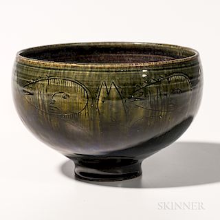 Edwin and Mary Scheier Decorated Pottery Bowl