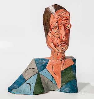 Italo Scanga (American, 1939-2001) Untitled Polychrome Bust