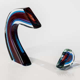 Harvey K. Littleton (American, 1922-2013) Sliced Form  Cased Glass Sculpture