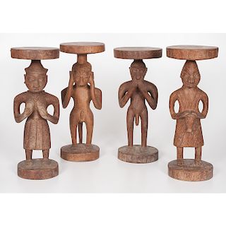 African Carved Standing Trays, "Hear no Evil, Speak no Evil", Sold to benefit the Acquisitions Fund of the Berea College Art Collection