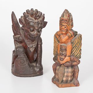 Lot of Two Indonesian Carved Figures