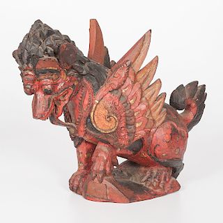 Indonesian Carved Winged Singha