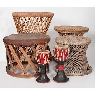 African Basketry Stools and Wood Drums, Sold to benefit the Acquisitions Fund of the Berea College Art College