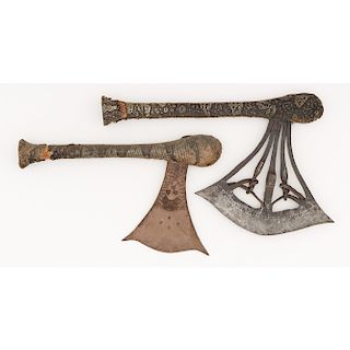 Songye Axes with Reptilian Skin Covered Handles