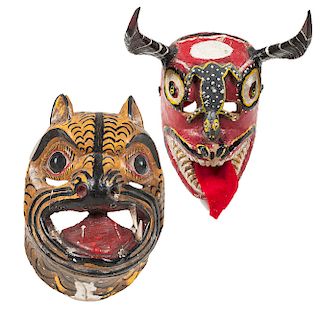 Mexican Devil and Jaguar Parade Masks, Deaccessioned from the Children's Museum of Indianapolis