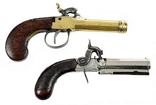 Two Similar British Percussion Pocket Pistols