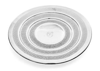 An American Silver Cake Stand, The Sterling Silver Mfg. Co., Providence, RI, 20th Century, having three concentric reticulated b