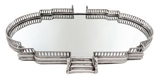 A Silver-Plate Table Plateau Width 27 1/4 inches.