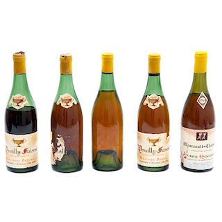 5 Vinos tintos. 4 Povilly Fuiseé- Cosecha 1947. Gauthier Fréres y Meursault Charmes. Cosecha 1949. Henri Quenot.