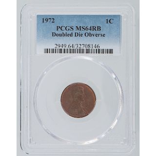 United States Lincoln Cent 1972, PCGS MS64 RB Doubled Die Obverse