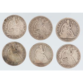 United States Seated Liberty Half Dollars, Including 1885, Lot of Six