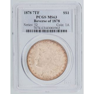 United States Morgan Silver Dollar 1878 7TF, PCGS MS63