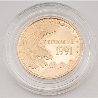 United States Mount Rushmore Golden Anniversary $5 Gold 1991-W, Proof