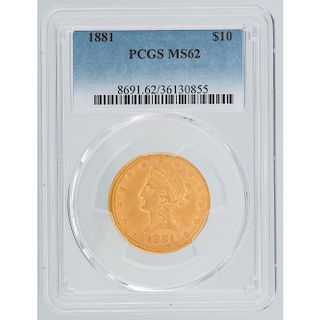 United States Liberty Head Gold Eagle 1881 PCGS MS62