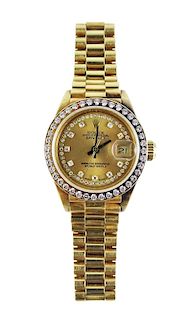 Estate Rolex Ladies President 18K Diamond Watch