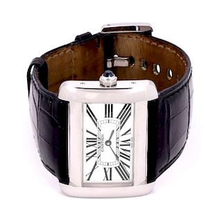 Cartier Tank Divan Stainless Steel Leather Band