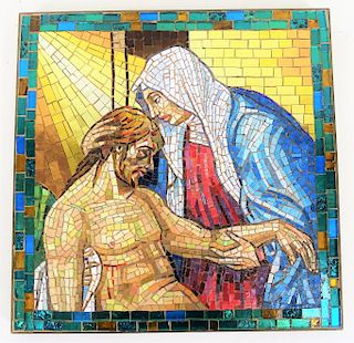 Italian Mosaic Station of the Cross Tile Plaque
