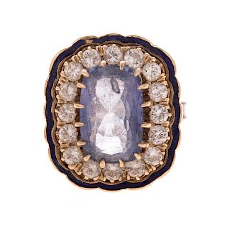 A Ladies Sapphire, Diamond & Enamel Ring in Gold
