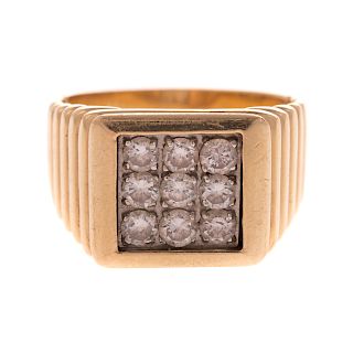 A Gent's 14K Diamond Ring