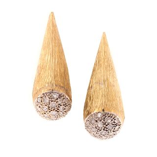 A Ladies 18K Pave Diamond Earrings