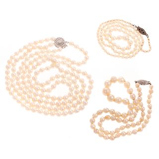 A Trio of Ladies Pearl Necklaces