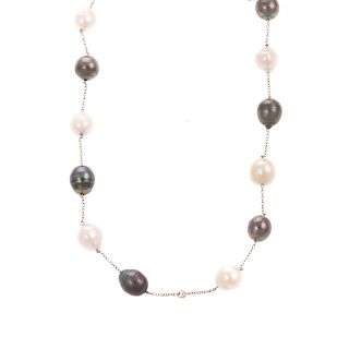 A Tahitian & White South Sea Pearl Necklace in 14K