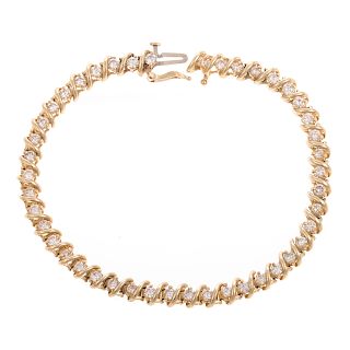 A Ladies 14K Diamond "S" Link Bracelet