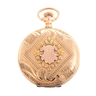 An Elgin Pocket Watch in Rose and Yellow 14K Gold