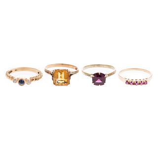Four Ladies Gemstone Rings in 14K Gold