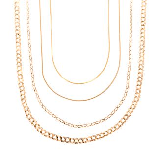 Two Curbed Link & Two Serpentine Chains in 14K