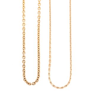 An Italian 14K Gold Necklace & Link Chain in 14K