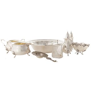 A collection of sterling silver hollowware