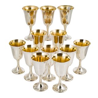 Set of 12 Gorham sterling silver water goblets